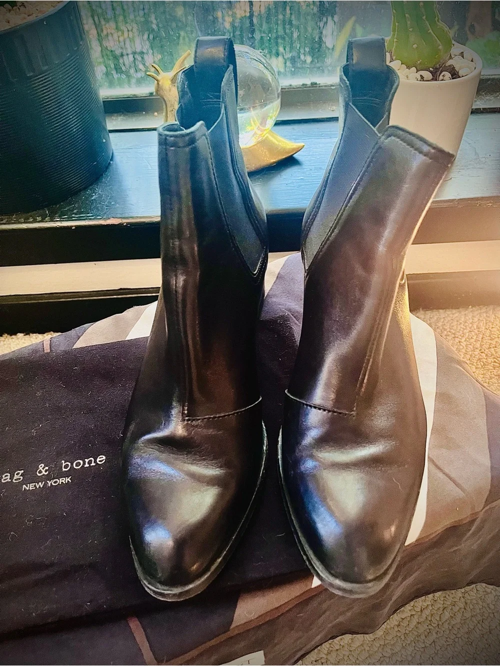 rag & bone Black Leather Chelsea Ankle Boots